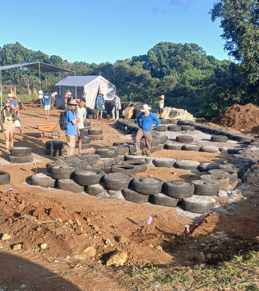 Mike Clark at an earthship build at Rainbow Bridge, Hawaii, where he met Migz